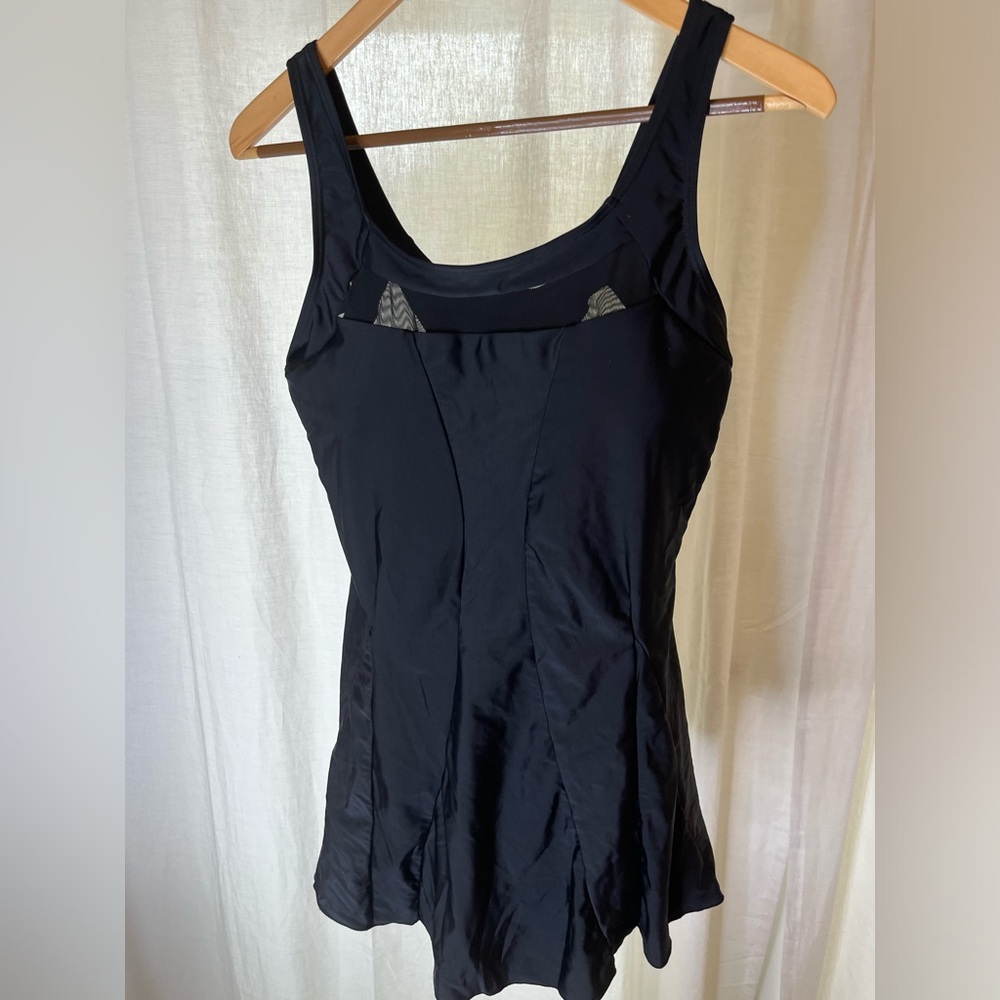 NWOT Black swim dress with boy short bottoms.